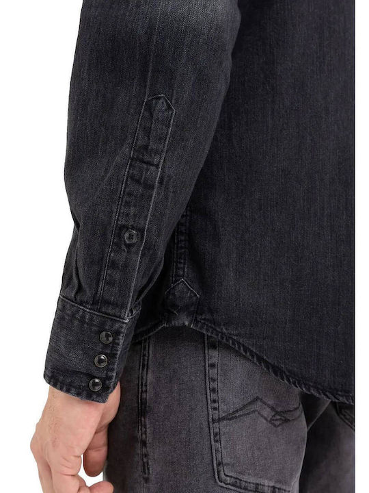 Cu mânecă lungă Denim Cămașă Black