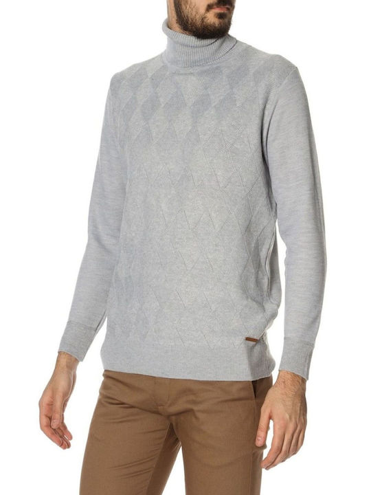 Lexton Men's Long Sleeve Sweater Turtleneck Grey Melange