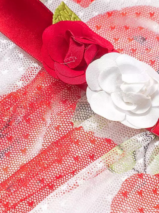 Mädchenkleid Ärmelloses Tüll Rosa Rotes