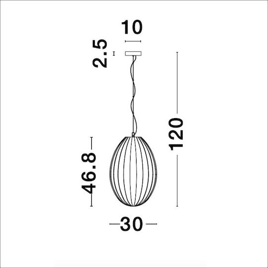 Nova Luce Pendant Light Gray with Socket E27 30x12cm