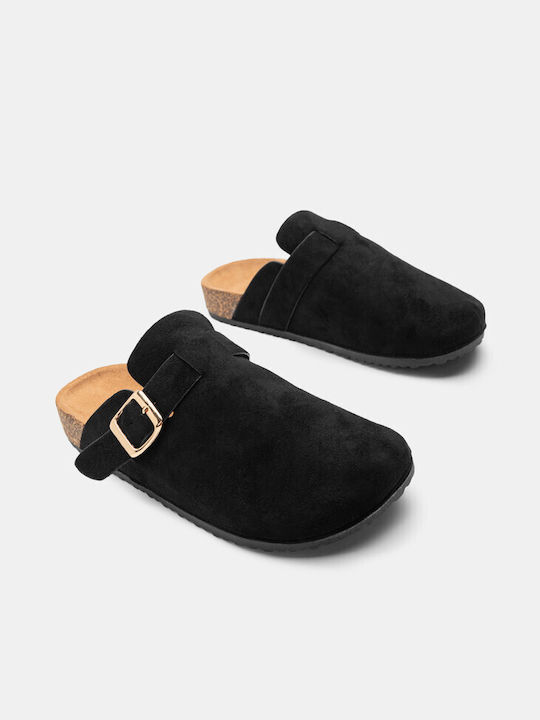 Luigi Flat Mules Black