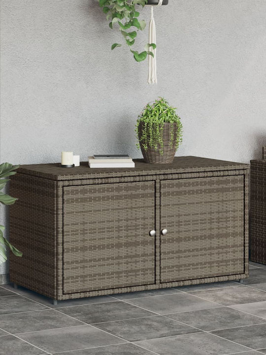 vidaXL Μπαούλο Αποθήκευσης Εξωτερικού Χώρου Rattan Γκρι Μ110xΠ55.5xΥ60.5εκ.