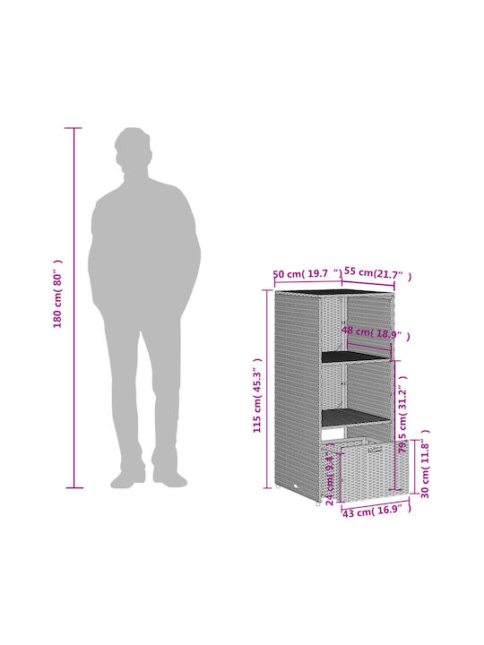 vidaXL Outdoor Storage Box Beige L50xW55xH115cm