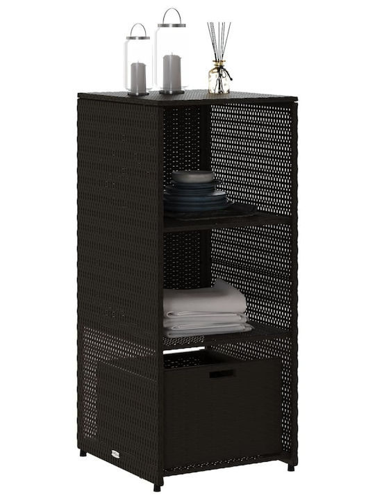 vidaXL Cutie de depozitare pentru exterior Rattan Negru L50xW55xH115buc