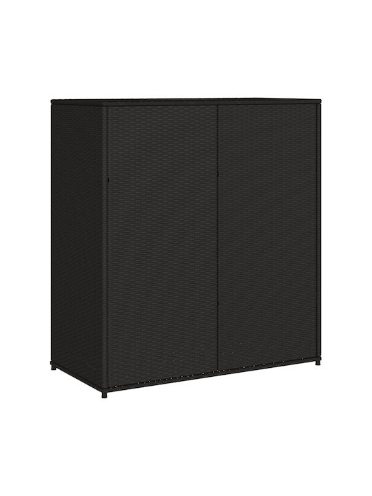 vidaXL Außenlagerbox Rattan Schwarz L105xB55xH113cm
