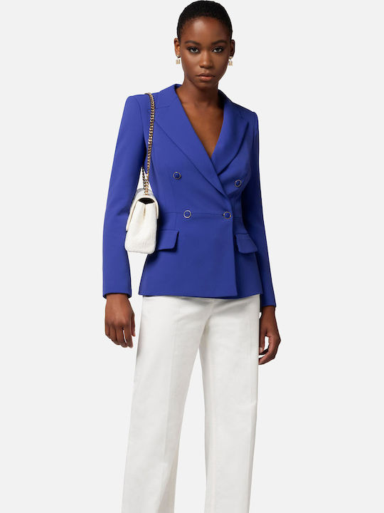 Elisabetta Franchi Women's Crepe Double Breasted Blazer Blue