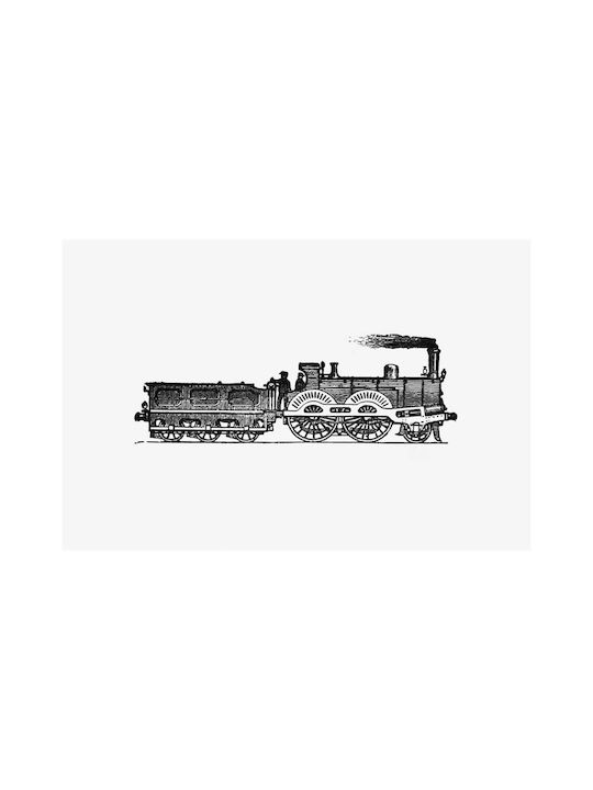 European Style Steam Locomotive Engraving From Tablou pe Pânză 150x100cm