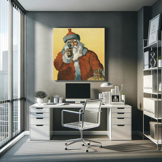 "hands Up!" Photomechanical Print Showing A Santa Claus Pointing A Handgun (1912) By Will Crawford Painting on Canvas 110x110cm
