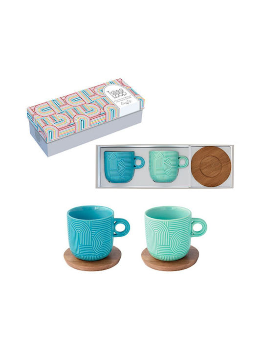 Easy-Life Set Tassen Kaffee Porzellan Blau 250ml 2Stück
