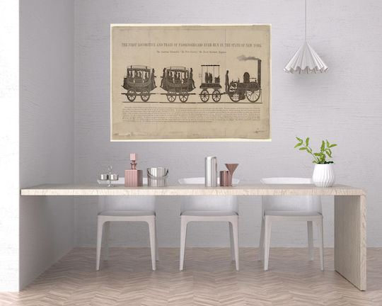 First Locomotive Train Painting on Canvas 65x40cm