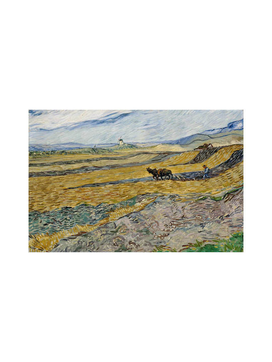 Vincent Van Gogh - Enclosed Field With Ploughman Gemälde Kopie von Van Gogh auf Leinwand 65x40cm
