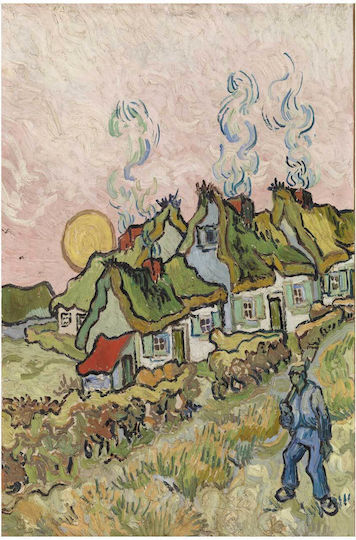 Houses And Figure By Vincent Van Gogh Картина Копие на Ван Гог Платнен 40x50см