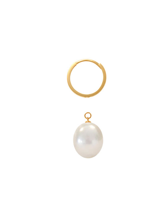 Margaritari Earrings Hoops made of Platinum with Pearls