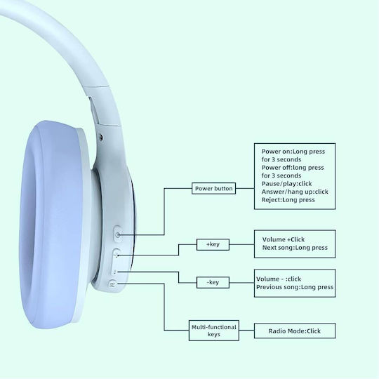 Leewello Bluetooth Wireless Over Ear Headphones with 49 hours of Operation Beige