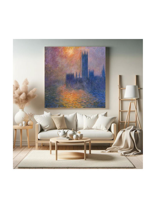 Claude Monet's Houses Parliament Картина Платнен 80x80см