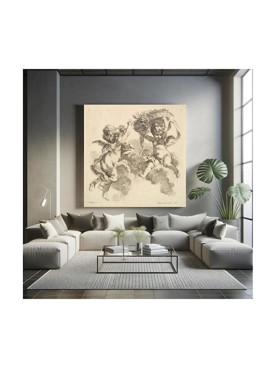 Two Children One Holding A Gemälde auf Leinwand 120x120cm