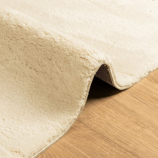 vidaXL Huarte Rutschfest Teppich Rechteckig Synthetisch,Polyester/Cotton/Leather Beige