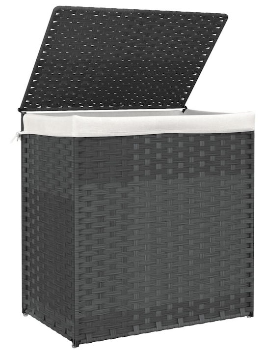 vidaXL Wicker Collapsible Laundry Basket with Lid 53x35x57cm Grey