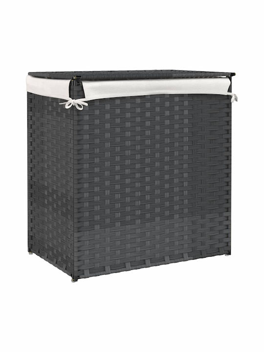 vidaXL Wicker Collapsible Laundry Basket with Lid 53x35x57cm Grey