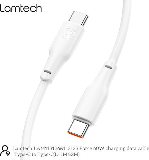 Lamtech USB 2.0 Kabel USB-C männlich - USB-C 60W Weiß 1m (LAM113126)