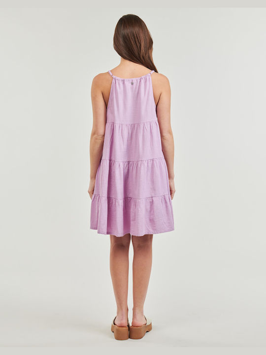 Roxy Mini Dress with Ruffle Purple