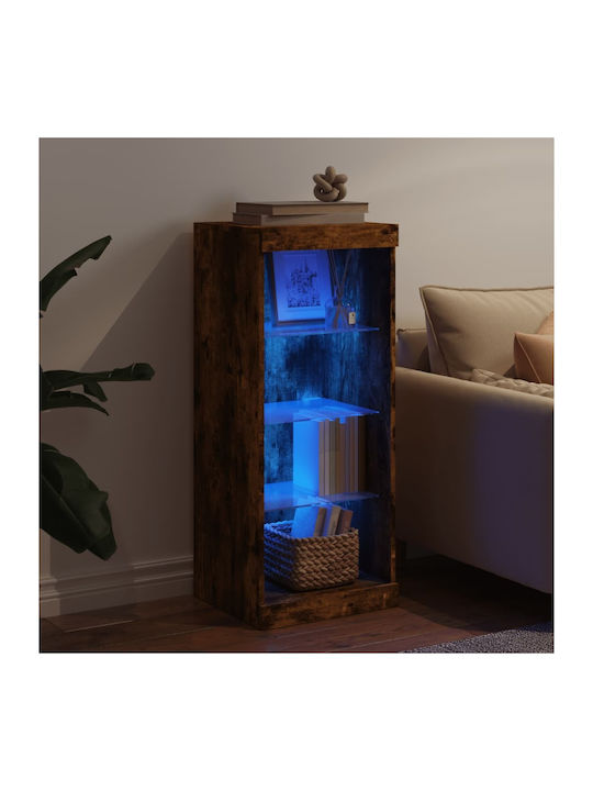 Wand Wohnzimmer Vitrine aus Spanplatte mit Glas & Beleuchtung Coffee 41x37x100cm
