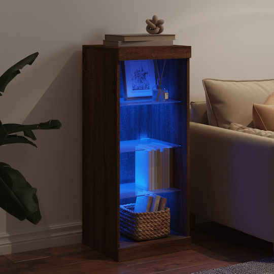 Wall Living Room Display Cabinet made of Particleboard with Glass & Lighting Coffee 41x37x100cm
