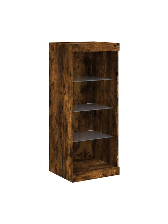 Wand Wohnzimmer Vitrine aus Spanplatte mit Glas & Beleuchtung Coffee 41x37x100cm