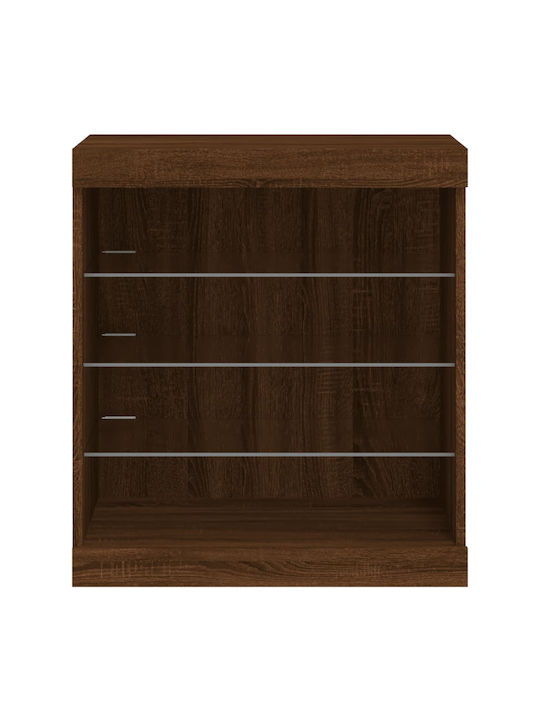Wall Living Room Display Cabinet made of Particleboard with Glass & Lighting Coffee 60.5x37x67cm