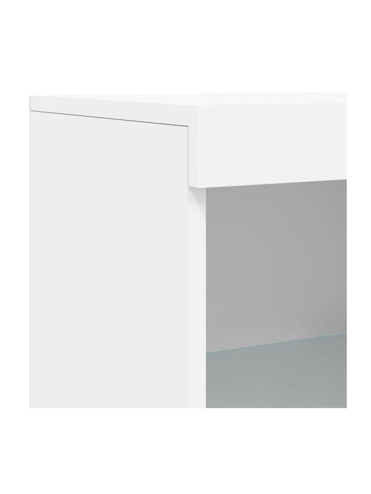 Wall Living Room Display Cabinet made of Particleboard with Glass & Lighting White 41x37x100cm