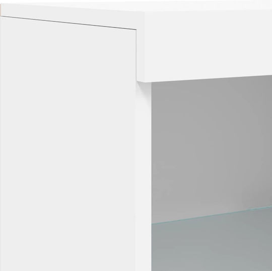 Wall Living Room Display Cabinet made of Particleboard with Glass & Lighting White 41x37x100cm
