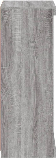 Wall Living Room Display Cabinet made of Particleboard with Glass & Lighting Grey 41x37x100cm