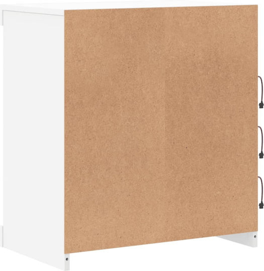 Wall Living Room Display Cabinet made of Particleboard with Glass & Lighting White 60.5x37x67cm