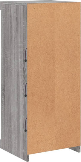 Wall Living Room Display Cabinet made of Particleboard with Glass & Lighting Grey 41x37x100cm