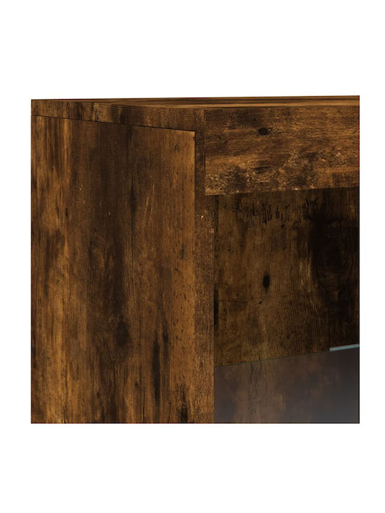 Wand Wohnzimmer Vitrine aus Spanplatte mit Glas & Beleuchtung Coffee 41x37x100cm