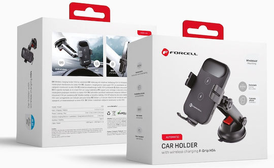 Forcell Car Mobile Mount with Adjustable Hooks and Wireless Charging Black