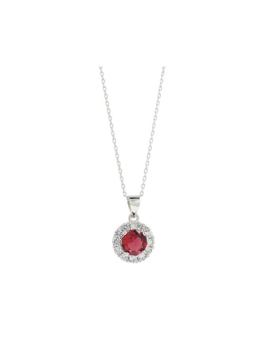 Q-Jewellery Necklace Rosette from Silver with Zircon