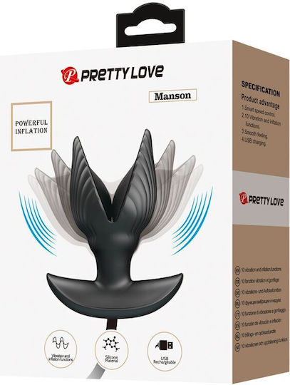 Pretty Love Inflatable Anal Plug with Vibration Black