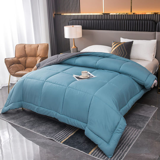 Homeone Bettdecke Einzelbett 160x220cm 1 + 1 Gratis Dark Grey - Turquoise