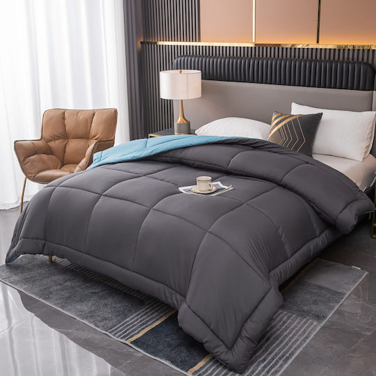 Homeone Bettdecke Großes Doppelbett 220x240cm 1 + 1 Gratis Dark Grey - Turquoise