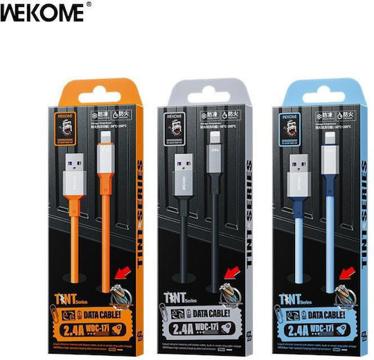WK Wdc-17i Regular USB-A la Cablu Lightning Portocaliu 1.2m