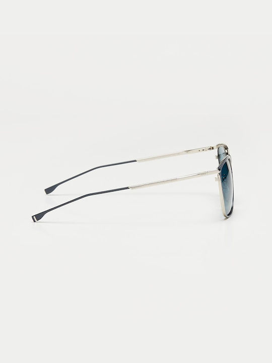 Cosselie Hyams Men's Sunglasses with Black Metallic Frame and Light Blue Polarized Lenses
