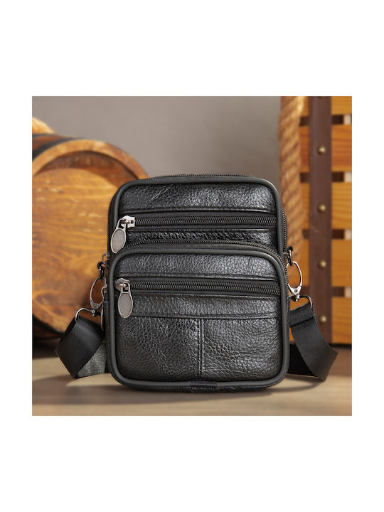 Herren Ledertasche Schulter / Crossbody Schwarz
