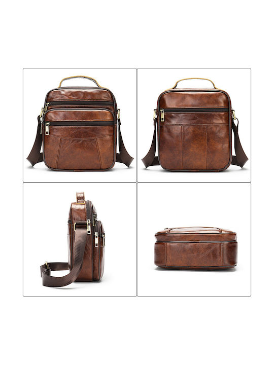 Leder Herrentasche Schulter / Crossbody Braun