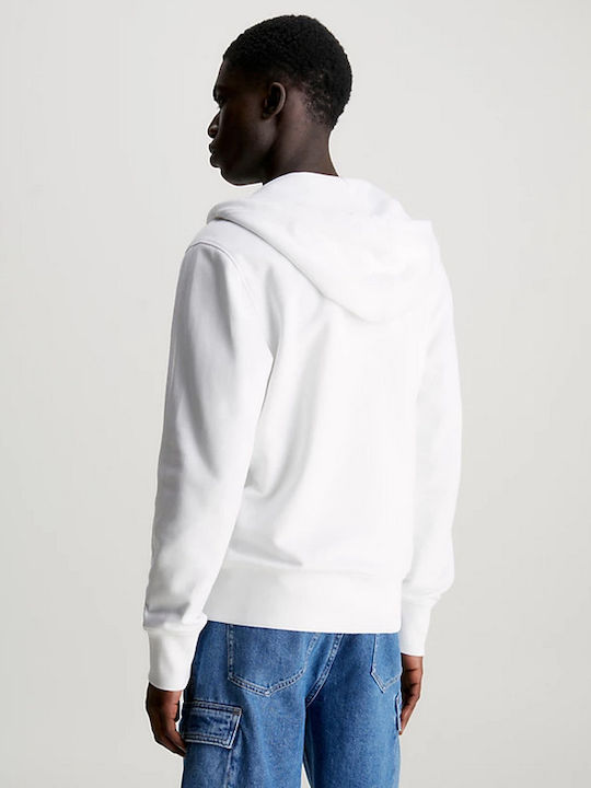 Calvin Klein Herren Sweatshirt Jacke mit Kapuze WHITE