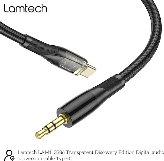Lamtech Braided USB 2.0 Cable USB-C male - 3.5mm Μαύρο 1m LAM113386