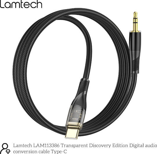 Lamtech Braided USB 2.0 Cable USB-C male - 3.5mm Μαύρο 1m LAM113386
