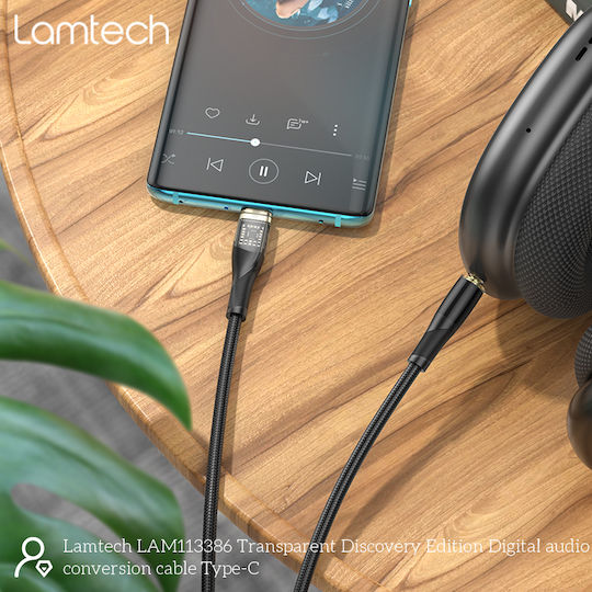Lamtech Braided USB 2.0 Cable USB-C male - 3.5mm Μαύρο 1m LAM113386
