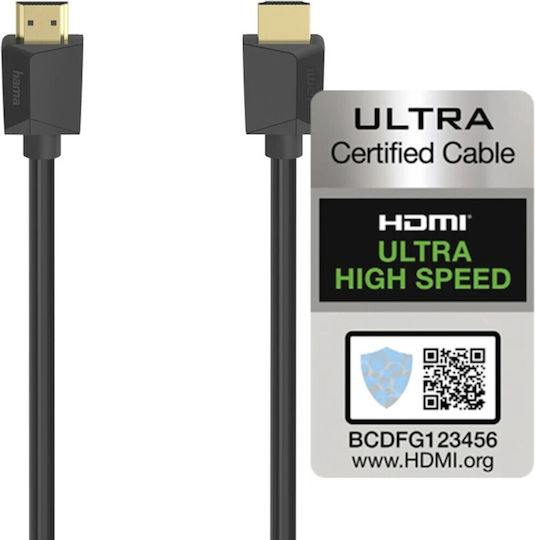 HAMA Cablu HDMI 2.1 Ultra High Speed 48Gbps 4K 120Hz HDR VRR HDMI De Sex Masculin - HDMI De Sex Masculin 2m Negru