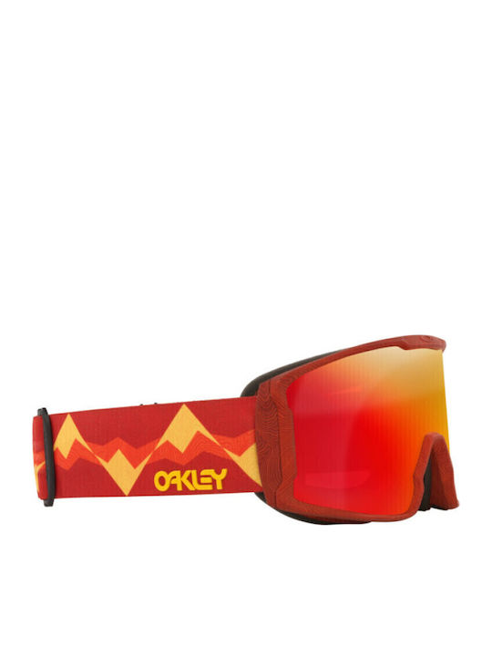Oakley Line Miner Ski- & Snowboardbrille Erwachsene Rot mit Linse Spiegel in Rot Farbe